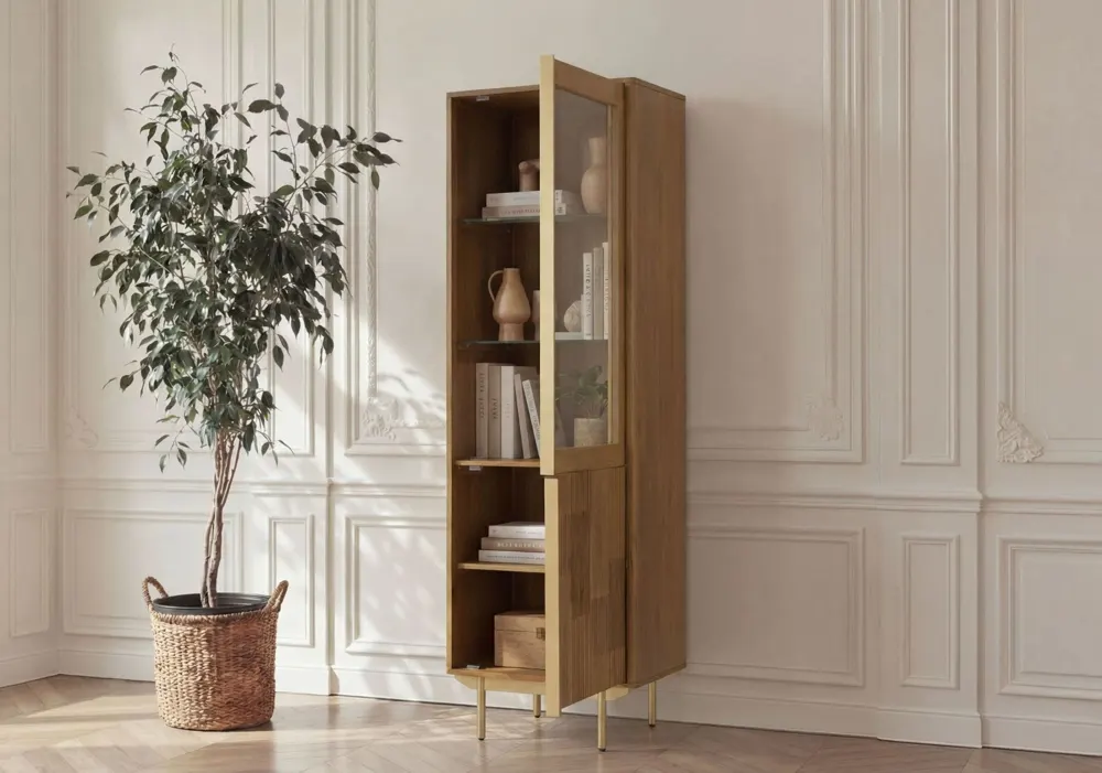 Massivmoebel24 Vitrine MIAMI, Mango hellbraun geölt 3