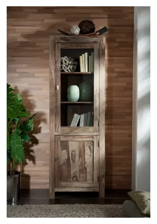 Massivmoebel24 Vitrine NATURE GREY, Sheesham grau geölt 3
