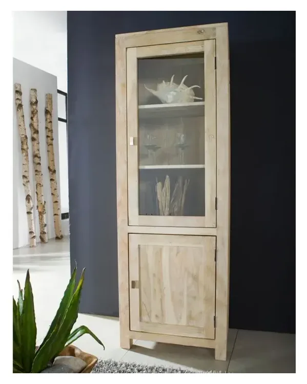 Massivmoebel24 Vitrine NATURE WHITE, Akazie getüncht 3