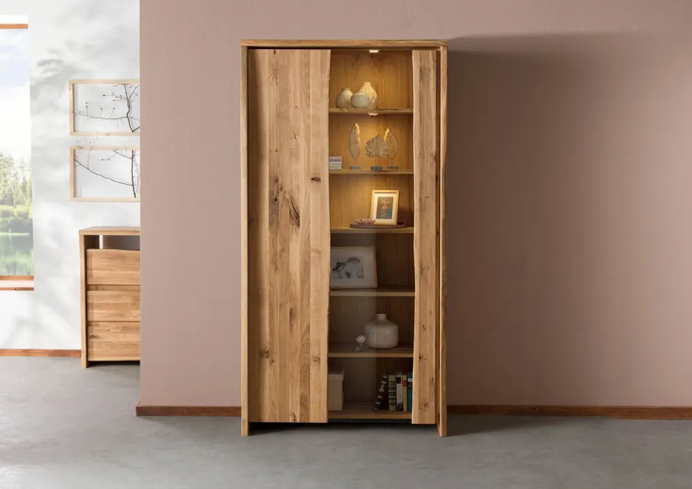 Massivmoebel24 Vitrine PURE OAK, Wildeiche natur geölt