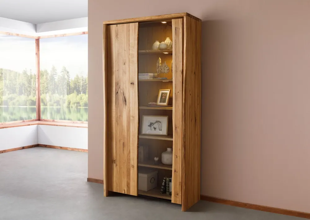 Massivmoebel24 Vitrine PURE OAK, Wildeiche natur geölt 2