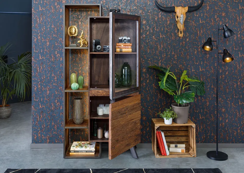 Massivmoebel24 Vitrine SEVILLA, Akazie Altholz, braun 3