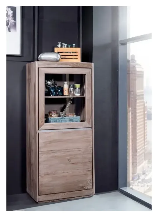 Massivmoebel24 Vitrine SYDNEY, Sheesham smoked oak lackiert