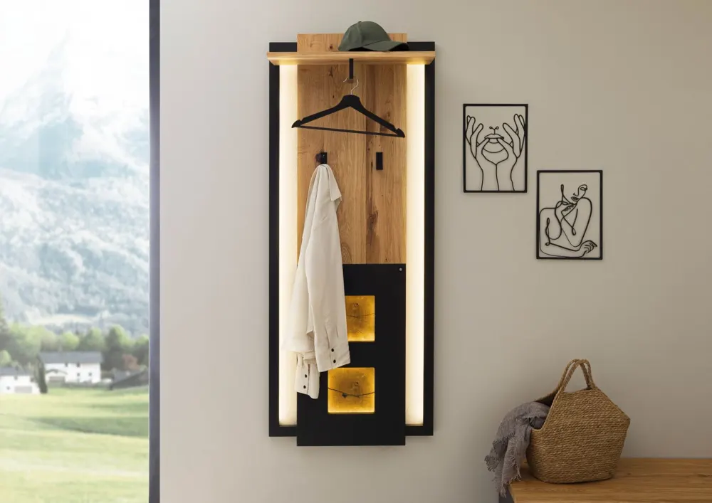Massivmoebel24 Wandgarderobe KITZBÜHEL, Wildeiche natur