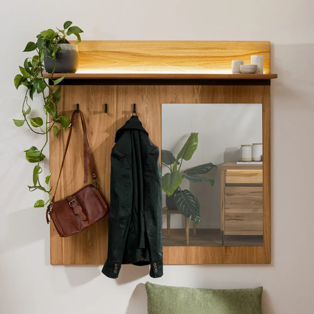Massivmoebel24 Wandgarderobe MONTREUX LUX, Eiche natur