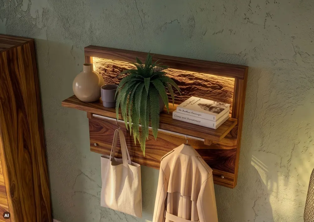 Massivmoebel24 Wandgarderobe TORONTO LUX, Sheesham gewachst 3