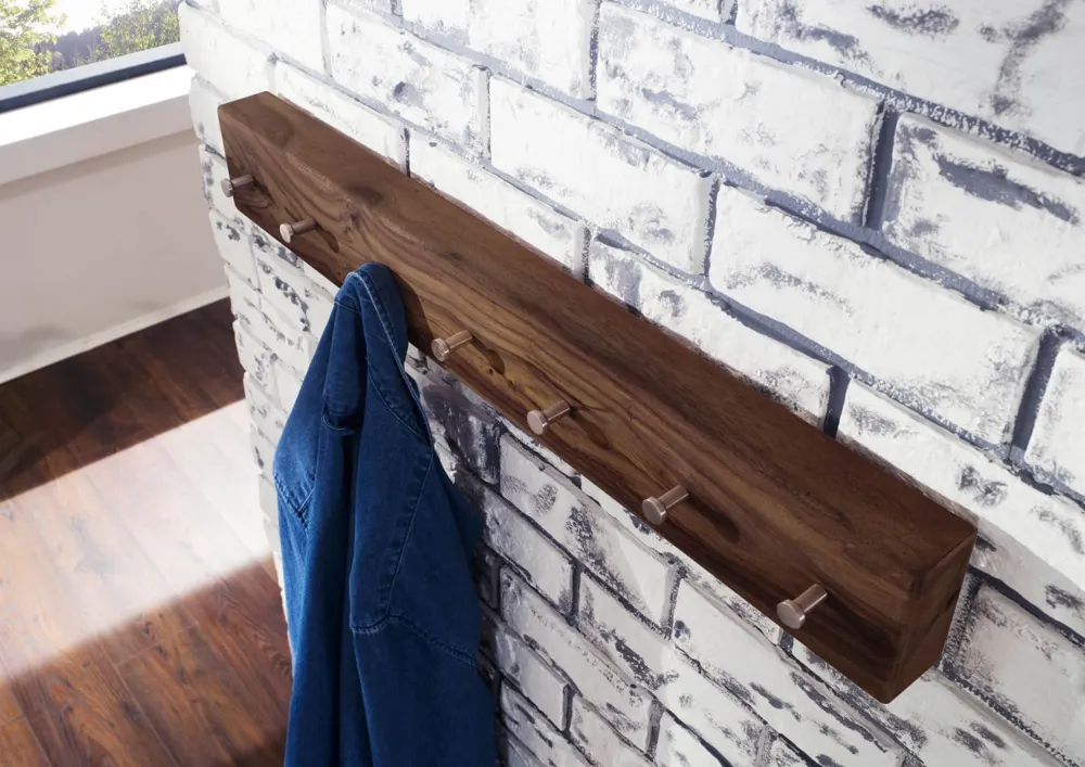 Massivmoebel24 Wandgarderobe TORONTO, Sheesham rot-braun 2