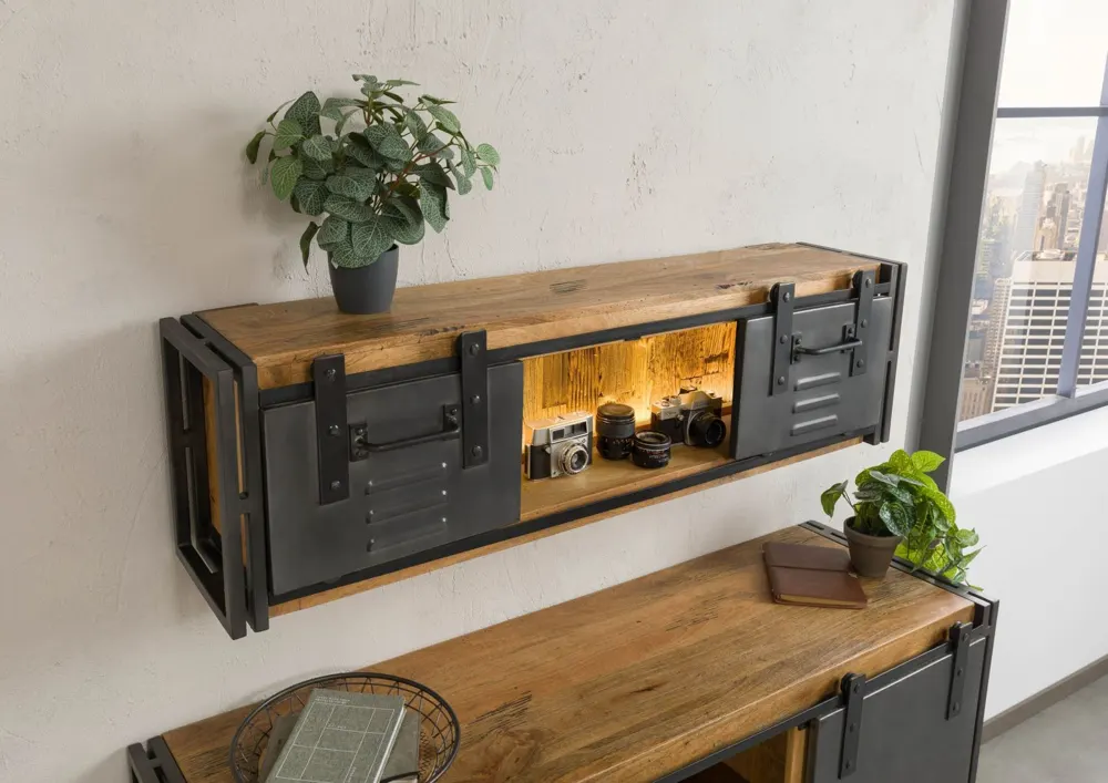 Massivmoebel24 Wandregal BLACKBURN LUX, Mango natur 2