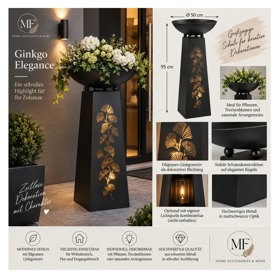 MF Schalenständer Ginkgo Elegance, Metall Schwarz 4