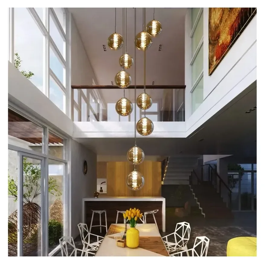 Nettlife Pendelleuchte Bernstein, 10-flammig, Glas 2