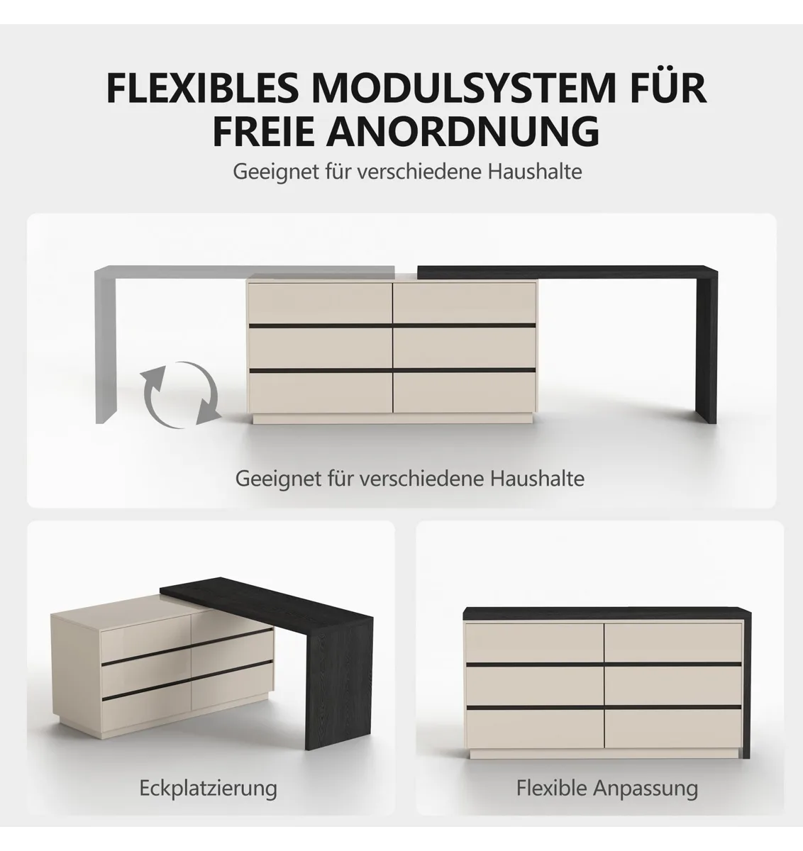 oleyluckidea Schreibtisch L-Form, 6 Schubladen 2