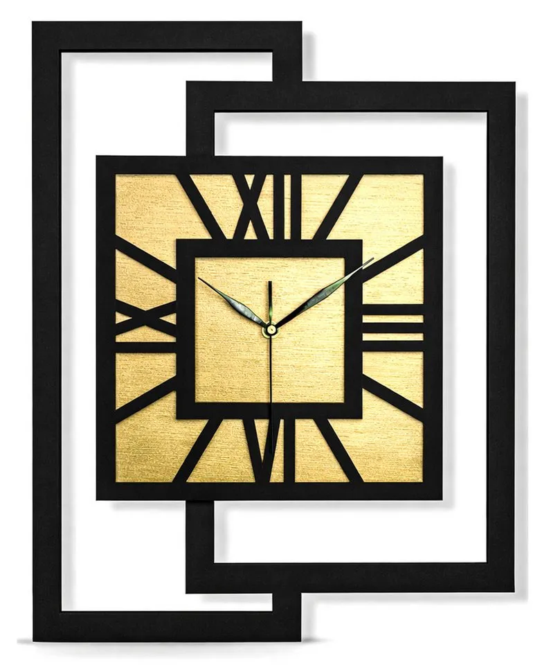 ORNAMENTI Wanduhr Rechteck Römische Ziffern, Gold