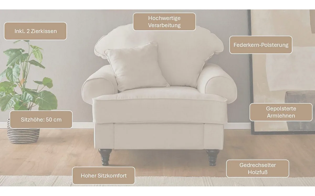 OTTO home Sessel Westminster, Elfenbein 3