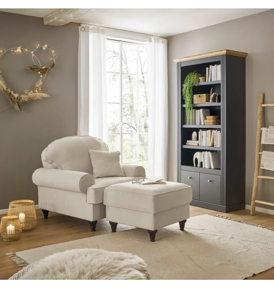 OTTO home Sessel Westminster mit Hocker, Beige