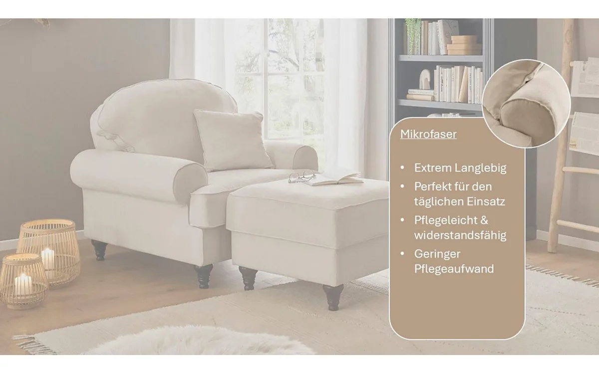 OTTO home Sessel Westminster mit Hocker, Beige 3