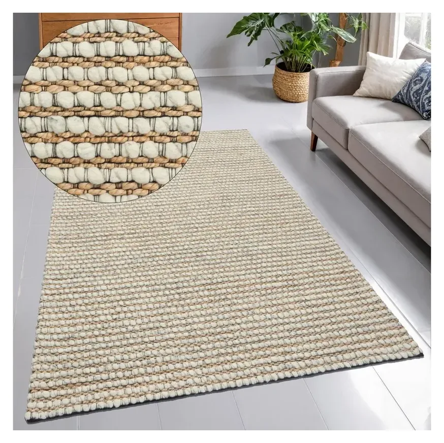 OTTO home Wollteppich Leevy, Wolle und Jute, beige