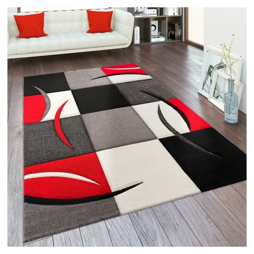 PACO HOME Teppich Diamond 665, Rot, Polypropylen