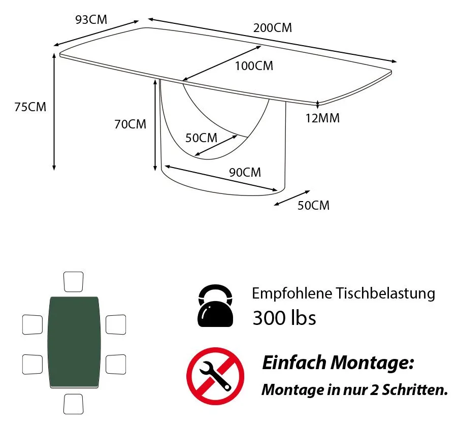 POVISON Esstisch U-Form, Sinterstein, Weiß/Bronze 2