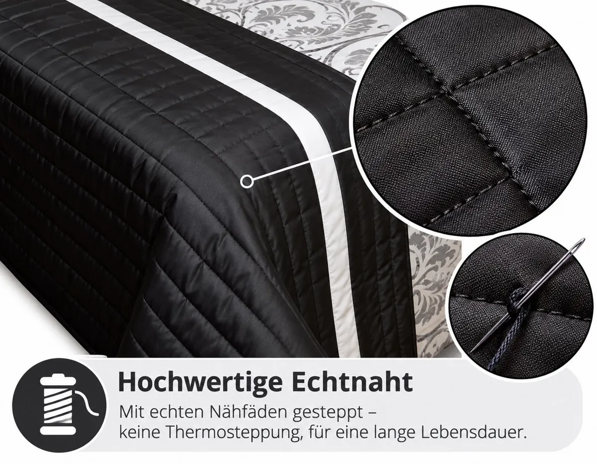 Rodnik Tagesdecke Prag, 3-teilig, grau-schwarz 4