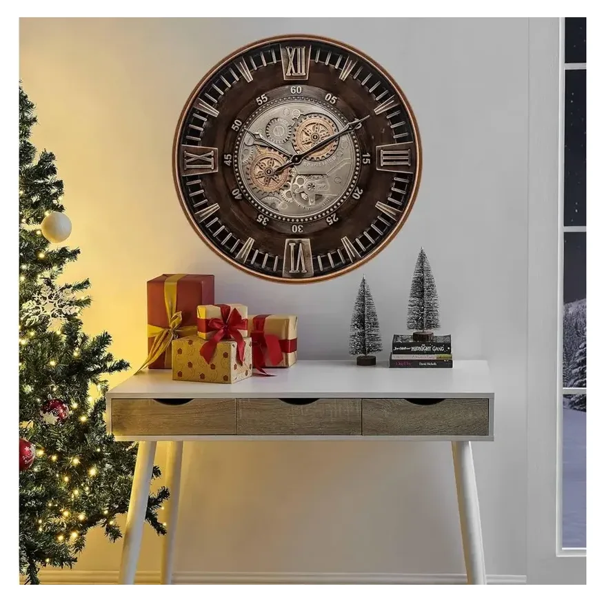 Samilito Wanduhr mit Zahnrädern, goldfarben, 60 cm 2