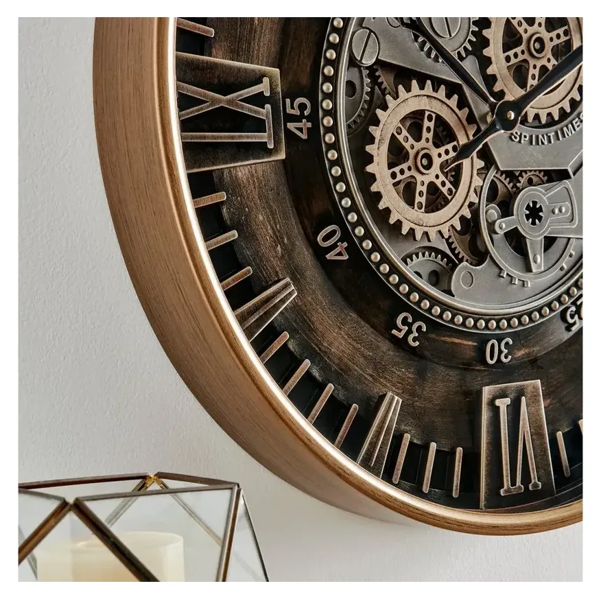 Samilito Wanduhr mit Zahnrädern, goldfarben, 60 cm 4