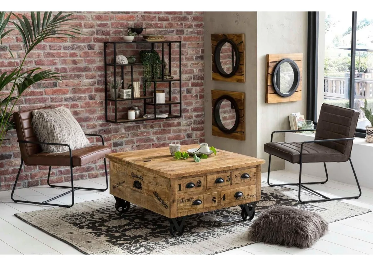 SIT Couchtisch Rustic, Truhe mit Rollen