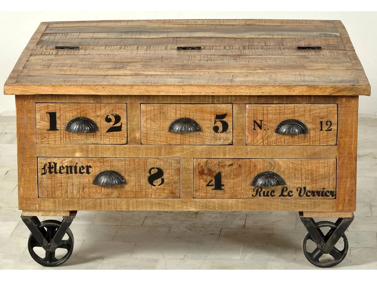 SIT Couchtisch Rustic, Truhe mit Rollen 3