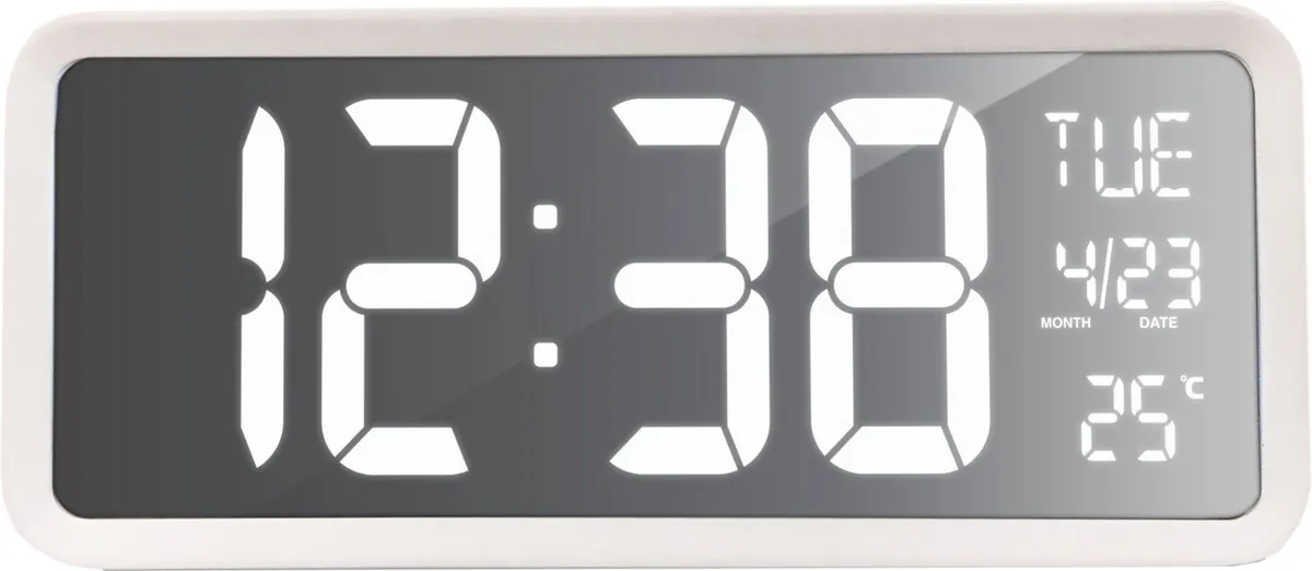 technoline Wanduhr WS 8130 mit LED-Anzeige, weiß