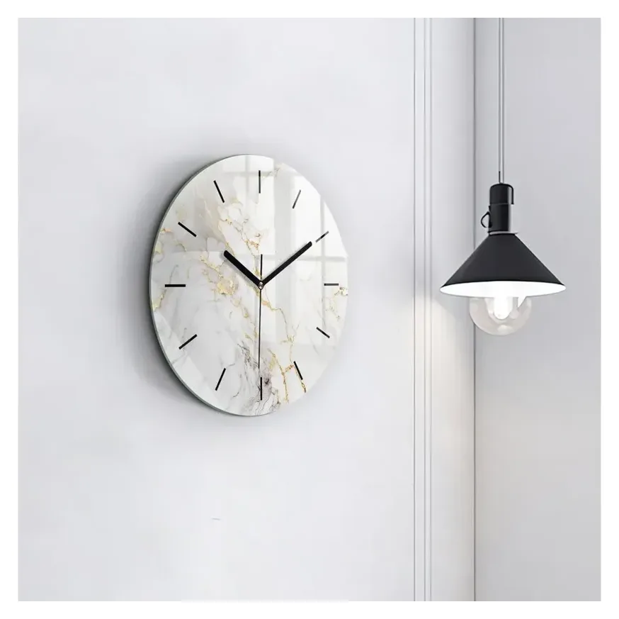 Tulup Wanduhr Glasuhr Marmor, schwarz, 30 cm 3