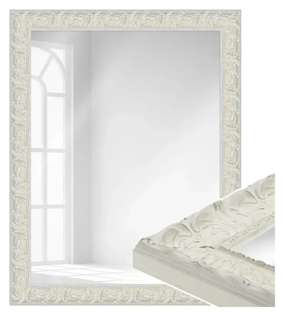WANDStyle Wandspiegel E033 Massivholz weiß